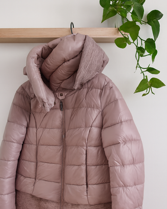 Piumino rosa malva taglia M con cappuccio + omaggi