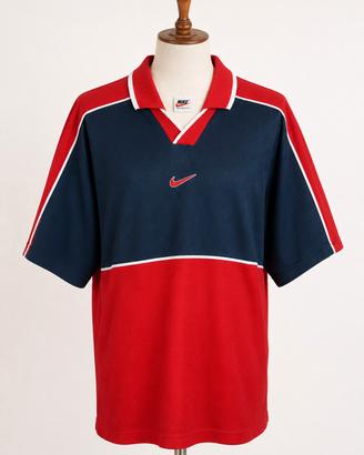 Maglietta Nike Vintage Look Uomo L Rosso Blu Mesh 
