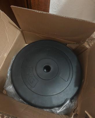 pesi, dischi 10 kg con foro di 2.7 cm