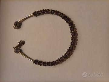 Bracciale con palline argentate e ametista