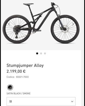 Stumpjumper alloy 2021 nera taglia S3