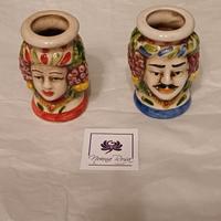 Portastuzzicadenti in ceramica teste di moro