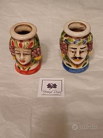 Portastuzzicadenti in ceramica teste di moro