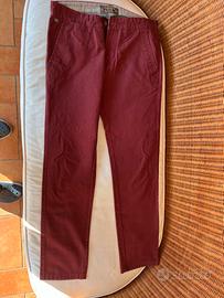 Pantaloni Uomo Bordò Eleganti Taglia 48