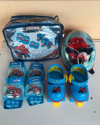Pattini a 4 Ruote Spiderman Bimbo con Casco e