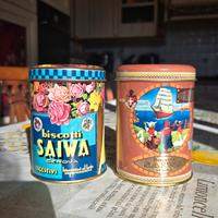 Barattoli in latta vintage da collezione Saiwa