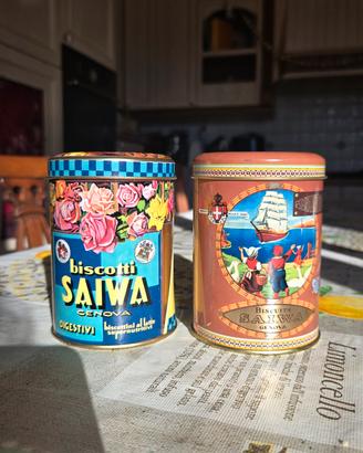 Barattoli in latta vintage da collezione Saiwa