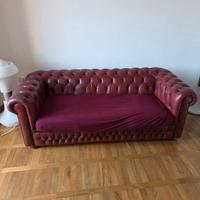 Divano Chesterfield Vintage 3 posti rosso mattone