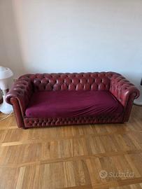 Divano Chesterfield Vintage 3 posti rosso mattone