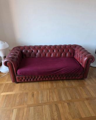 Divano Chesterfield Vintage 3 posti rosso mattone