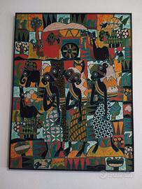 Tela etnica con motivi africani incorniciata.