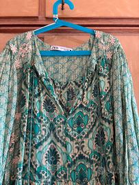Abito lungo Boho Zara verde - nuovo - taglia XS