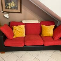 divano letto 3 posti in pelle e stoffa