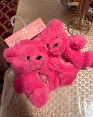 Pantofole Morbide Peluche Orsetto – Rosa Fucsia