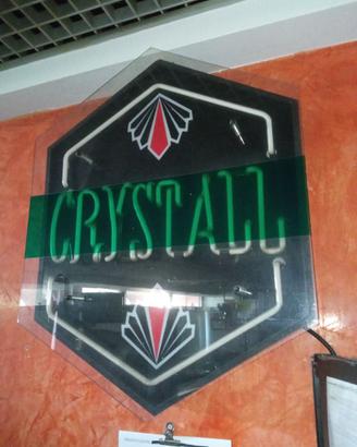 Specchio e insegna luminosa al neon Crystall beer