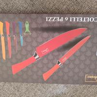 set 6 coltelli cucina colorati 