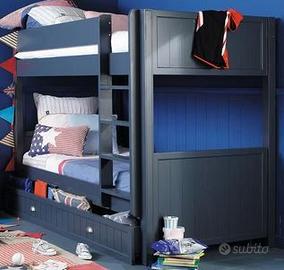 Letto a castello grigio con cassettone