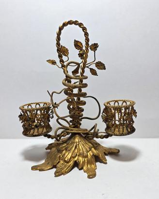 Porta stuzzicadenti in bronzo dorato fine '800