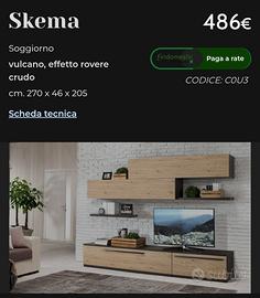 Parete attrezzata rovere e marrone