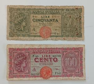 33#. Banconote 50 e 100 Lire.