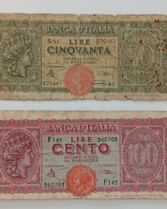 33#. Banconote 50 e 100 Lire.