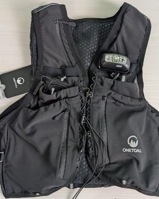 Gilet Running ONETOALL con 2 borracce e luce LED