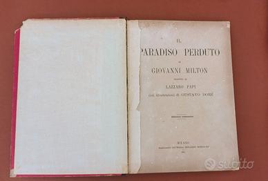 Il paradiso perduto Milton, Sonzogno 1881 rilegato