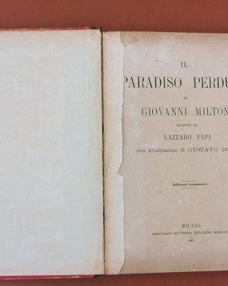 Il paradiso perduto Milton, Sonzogno 1881 rilegato