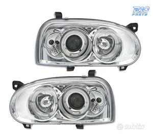 FARI VOLKSWAGEN VW GOLF 3 ANGEL EYES CROMATI FONDO