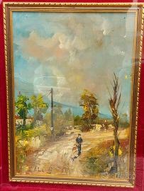 Quadro con paesaggio dipinto a mano, firmato Landi