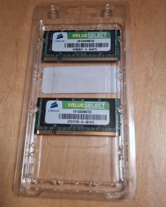 2X1GB RAM CORSAIR DDR2 PC5300-667 SODIMM CL5 (2GB)