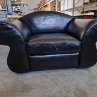 DIVANO/POLTRONA VERA PELLE NERA DI DESIGN