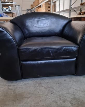 DIVANO/POLTRONA VERA PELLE NERA DI DESIGN