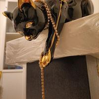 Soprammobile Gatto con Ornamenti in Oro Zecchino