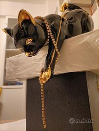 Soprammobile Gatto con Ornamenti in Oro Zecchino