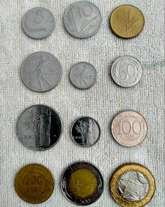 Serie 12 monete Repubblica Italiana (lire)
