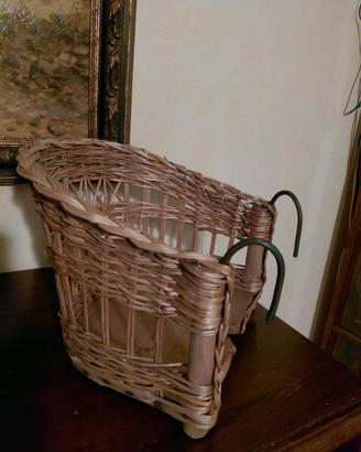 Cestino/seggiolino bici vintage in vimini