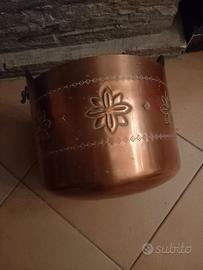 paiolo rame lavorato antico