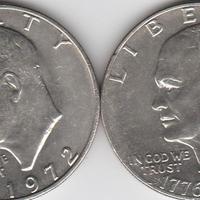 2 Monete da un dollaro USA Argento anno 1972 -1976