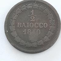 Moneta da 1/2 baiocco 1850 Pio IX 