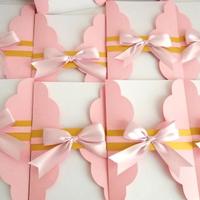 12 Inviti rosa con fiocco