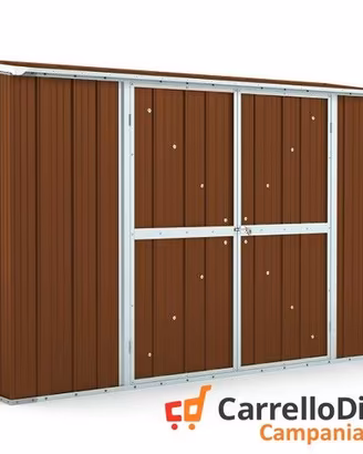 Casetta in lamiera esterno 307x100cm legno scuro