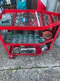 Carrello officina con minuteria, viti e utensili
