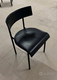 Sedia Design Anni '80 - Cuoio Nero e Metallo