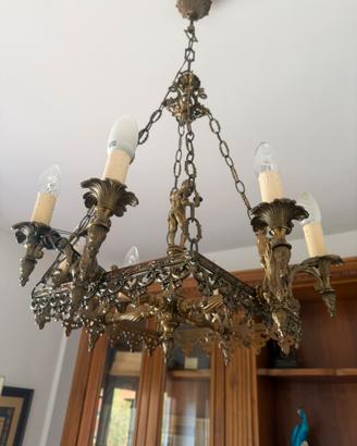 Lampadario 8 luci in bronzo/ottone stile classico