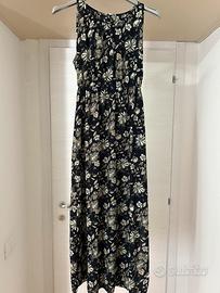 Vestito lungo floreale nero