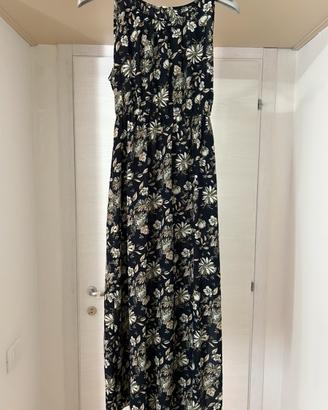 Vestito lungo floreale nero