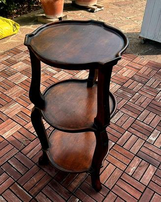 Tavolino servomuto 3 piani in legno scuro