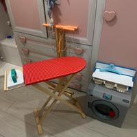 Lavatrice, stendino e asse da stiro