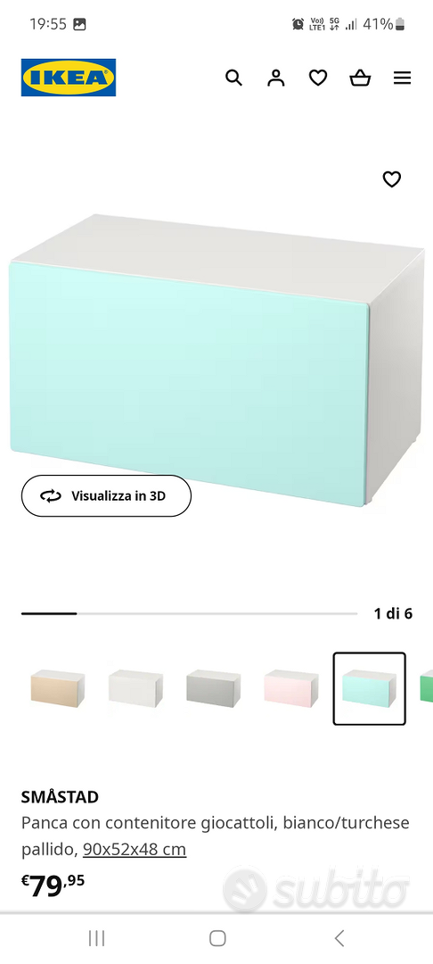 SMÅSTAD panca con contenitore giocattoli, bianco/verde, 90x52x48 cm - IKEA  Italia
